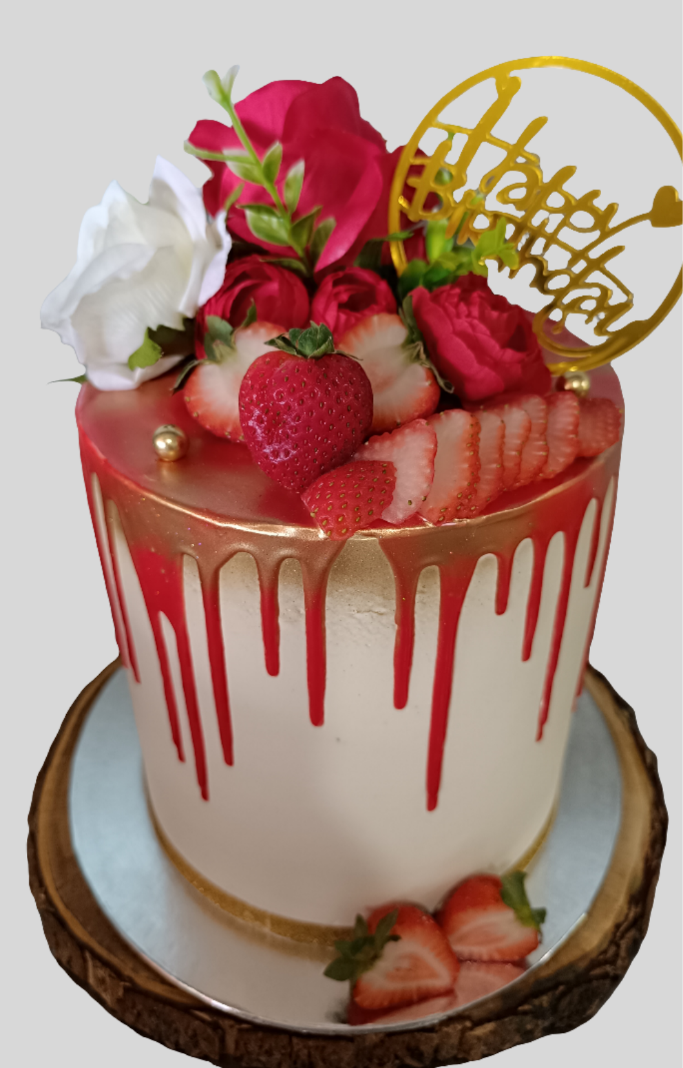 Cake fraisier façon cake design (sans décoration, sans topper)