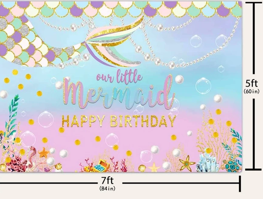 Toile A little Mermaid Happy Birthday