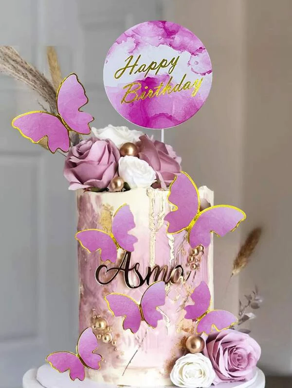 Topper Papillon mauve & jaune